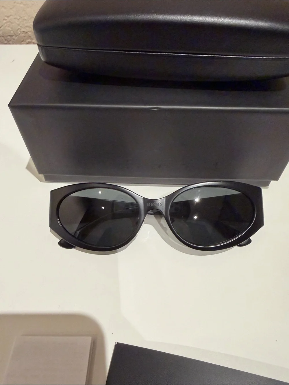 Versace Black Frame Sunglasses with Black Lenses
